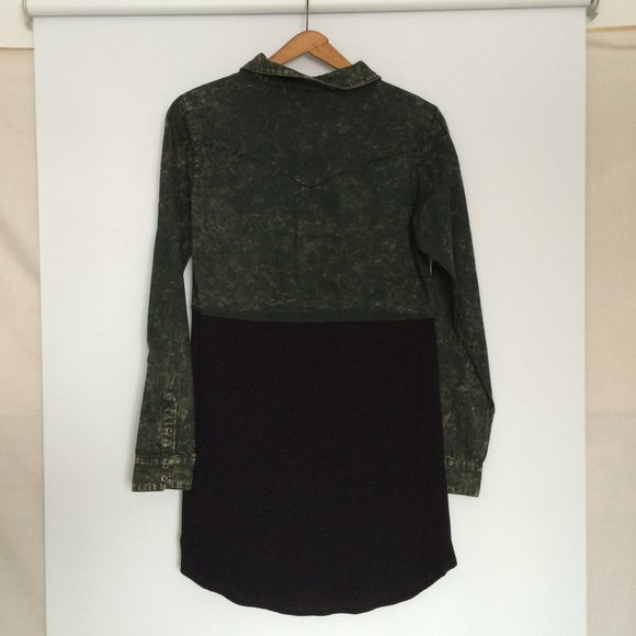 Miss Me Sheer Block Tunic Blouse Small Dye Black Rhinestones Long Sleeve NWT - Picture 2 of 7